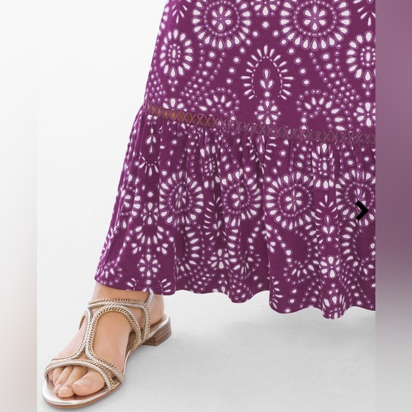 Soma Soft Jersey Tiered Hem Sleeveless Maxi Dress Serenata Eyelet Henna Plum - Picture 5 of 16